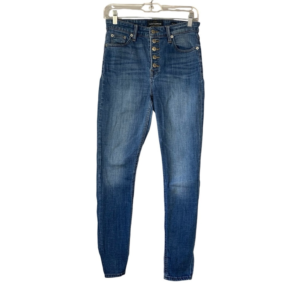 Lucky Brand button up Bridgette‎ skinny blue jeans. Size 4/27